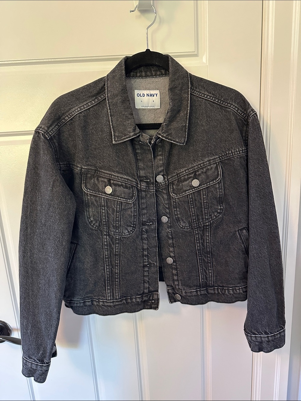 Old Navy Black Washed Denim Jean Jacket